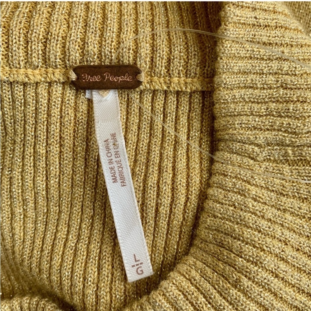 NWOT Free People Gold Ribbed Belted Mini Dress - Picture 11 of 15